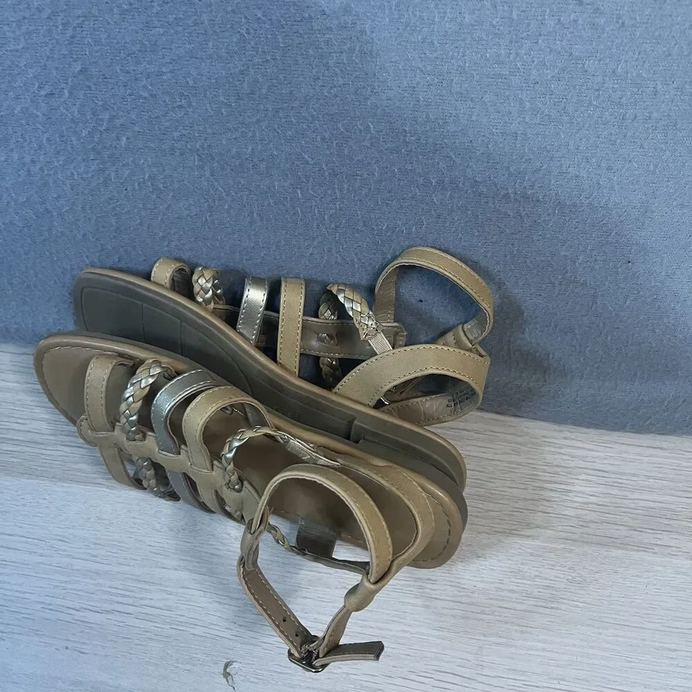 Sugar Girls Brown Bronze Open Toe Flat Gladiator Sandals Kids Youth Size 3
